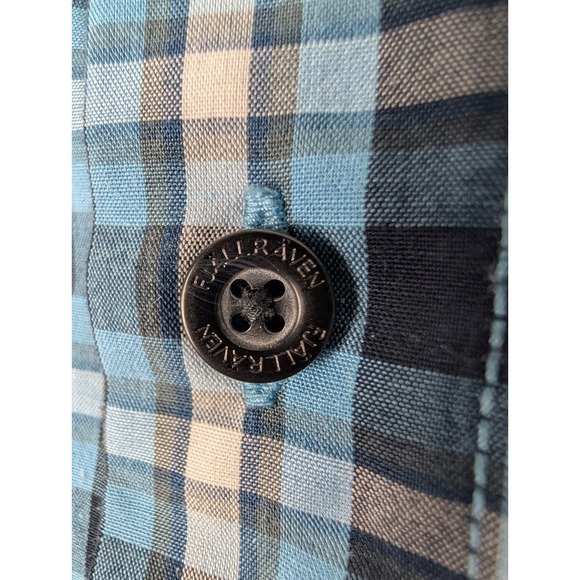 Fjallraven Shirt Men's M Blue Plaid Ovik Short‎ Sleeve Button Down Poly/Cotton - Picture 6 of 15